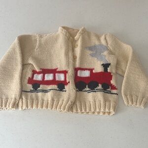 Vintage Handmade Trains Cardigan 3T